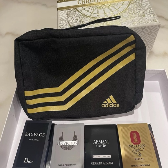 Adidas Toiletry Kit Bag  Black  Travel Pouch And Men Sample Gift Set - Picture 1 of 2